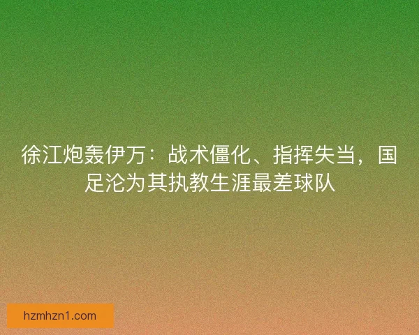 徐江炮轰伊万：战术僵化、指挥失当，国足沦为其执教生涯最差球队